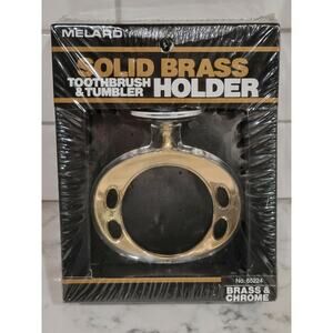 Vintage Melard Solid Brass & Chrome Toothbrush Tumbler Holder Wall Mount NEW